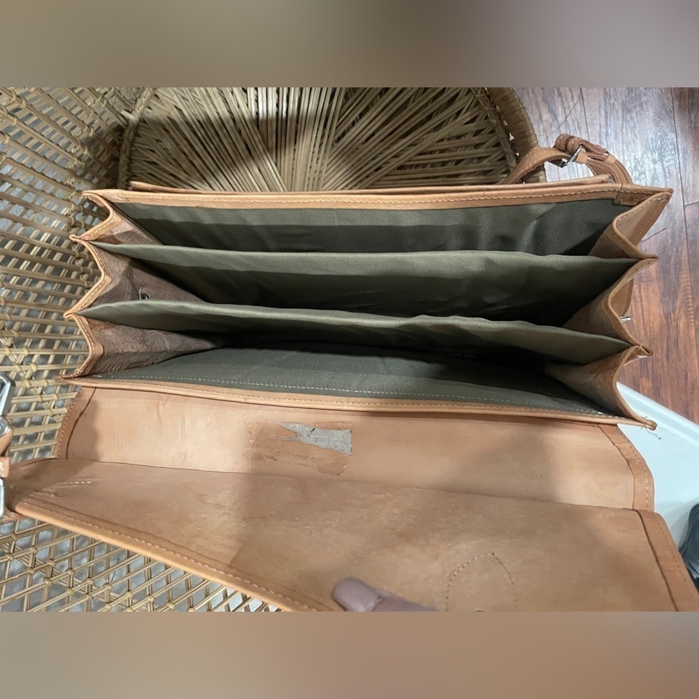 🧳 Hand-Tooled Leather Briefcase Satchel – Vintage Western‎ Office Field Bag - Picture 8 of 10